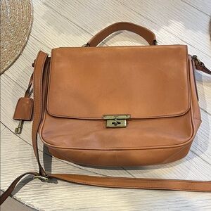 Fossil Tan Leather Crossbody Bag